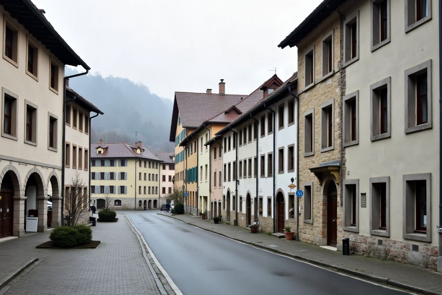 Immeubles industriels du Locle dans la vallée du Jura neuchâtelois